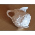 Small White Embossed Angel Figurine Ceramic Milk Jug - width 10cm height 8cm