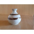 Small Two Tone Palcon Handcraft Stoneware Folk Art Range Vase - height 9cm width 10cm