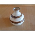 Small Two Tone Palcon Handcraft Stoneware Folk Art Range Vase - height 9cm width 10cm