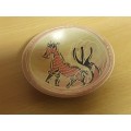 Round Pottery Bowl with Animal Design - width 10cm height 2cm