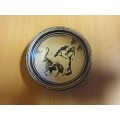 Round Pottery Bowl with Elephant Design - width 7cm