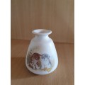 Vintage Ceramic Vase with Cat Image - height 9cm width 10cm