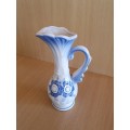 Blue & White Ceramic Jug - height 15cm width 8cm