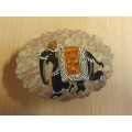Stoneware Lidded Trinket Box with Elephant Figurine (10cm x 8cm height 3cm)