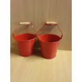 Set of 2 Small Metal Buckets - height 9cm width 10cm
