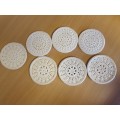 Set of 5 Crochet Doilie Covered Coasters - width 9cm