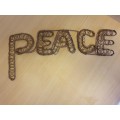 Rustic Metal `Peace` Sign - 34cm x 14cm