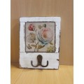 Wooden `Rose Tile` Wall Hook - 18cm x 14cm