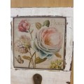 Wooden `Rose Tile` Wall Hook - 18cm x 14cm