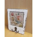 Wooden `Rose Tile` Wall Hook - 18cm x 14cm