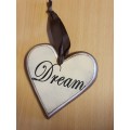 Wooden Heart Shaped `Dream` Sign - 15cm x 15cm