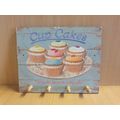 Wooden Hook/Wall Sign - `Cup Cakes` - 23cm x 18cm