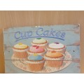 Wooden Hook/Wall Sign - `Cup Cakes` - 23cm x 18cm