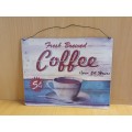 Metal Wall Sign - Fresh Brewed Coffee - 20cm x 25cm