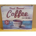 Metal Wall Sign - Fresh Brewed Coffee - 20cm x 25cm
