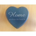 Wooden Heart Shaped Wall Hanging - Home is Where the Heart is - 12cm x 12cm