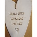 Stoneware Heart Shaped Wall Hanging - Laugh Often, Love Much, Live Well-16cm x 9cm