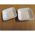 Set of 2 Small White Ceramic Sauce Bowls - 9cm x 9xm height 2cm