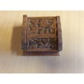 Carved Wooden Trinket Box - 7cm x 7cm height 3cm
