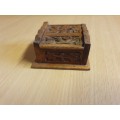 Carved Wooden Trinket Box - 7cm x 7cm height 3cm