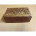 Carved Wooden Trinket Box - 13cm x 8cm height 4cm
