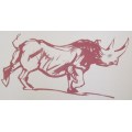 Zakkie Eloff. RHINO (red). Hand printed. Pencil signed. Only one proof.
