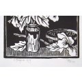 Gregoire Boonzaier HIBISCUS, Hand printed lino. Pencil signed and number