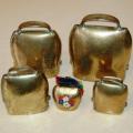 5 Quality Brass Cow Bells - Largest 100mm