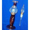 Stunning Vintage Egyptian Glass Perfume Bottle with glass applicator - Height 175mm