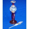 Stunning Vintage Egyptian Glass Perfume Bottle with glass applicator - Height 175mm