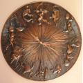 Original Edward TENEHI Copper relief sculpture of a Zodiac Clock in working order - Dia 430mm