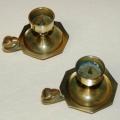 Vintage Pair of Brass Chamber Candle Holders - Height 60mm Diameter 75mm