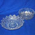 2 Very Attractive Large Glass Bowls - Largest Diameter 260mm