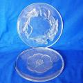 2 Attractive Heavy Glass Platters (1 Marked France) - Largest Diameter 310mm