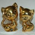 Stunning Pair of Large Solid Brass Cats - Weight 2.2 Kg's - Tallest 165mm.