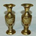 Vintage pair of small Brass Vases - Height 135mm