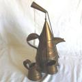 Rare Vintage Brass on Tin Arabic Dallah on Heating Stand Plus Accessories - See pictures
