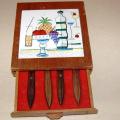 Boxed set of Bar / Pickle items with tiled top for cutting items.