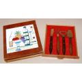 Boxed set of Bar / Pickle items with tiled top for cutting items.