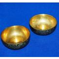 Pair of small Etched Brass Bowls - Diameter 70mm Height 27mm - See description for details