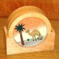 6 Cork Backed Coasters with Stand - Diameter 88mm