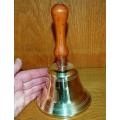 Quality Brass School Bell - Beautiful Tone - Height 210mm Bell Diam 125mm