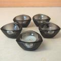 5 Glass Tea Light Holders - Made in Finland - Height 40mm