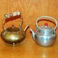 Small Ornamental Brass Teapot & an Aluminium One Cup Teapot - See description for details.