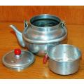 Small Ornamental Brass Teapot & an Aluminium One Cup Teapot - See description for details.
