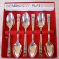 6 Vintage Silver Plated Teaspoons ( Oneida Community ) Coronation 1936. Length 133mm