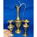 3 Quality Brass Vases - Tallest 280mm
