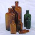9 Assorted Vintage Poison Bottles - Tallest is 170mm - Read Description for details