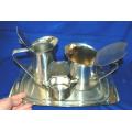 Alfra Alessi Italy - 18/8 Stainless Tea Set on Tray - See description for sizes