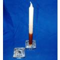 A Pair of attractive Heavy Glass Candle Holders - 67mm Square - Candle NOT included.